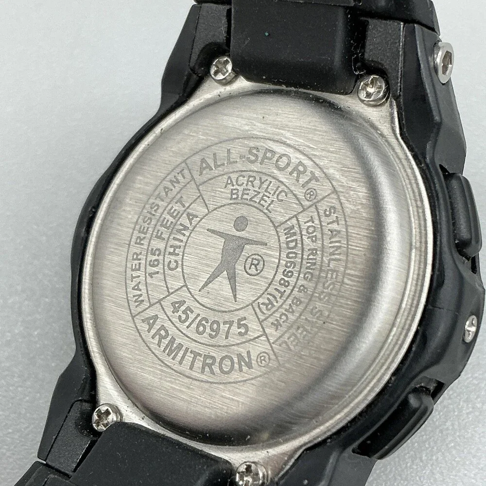 Armitron All Sport 4516975 Boys Watch 35mm Green Digital Black Rubber Alarm